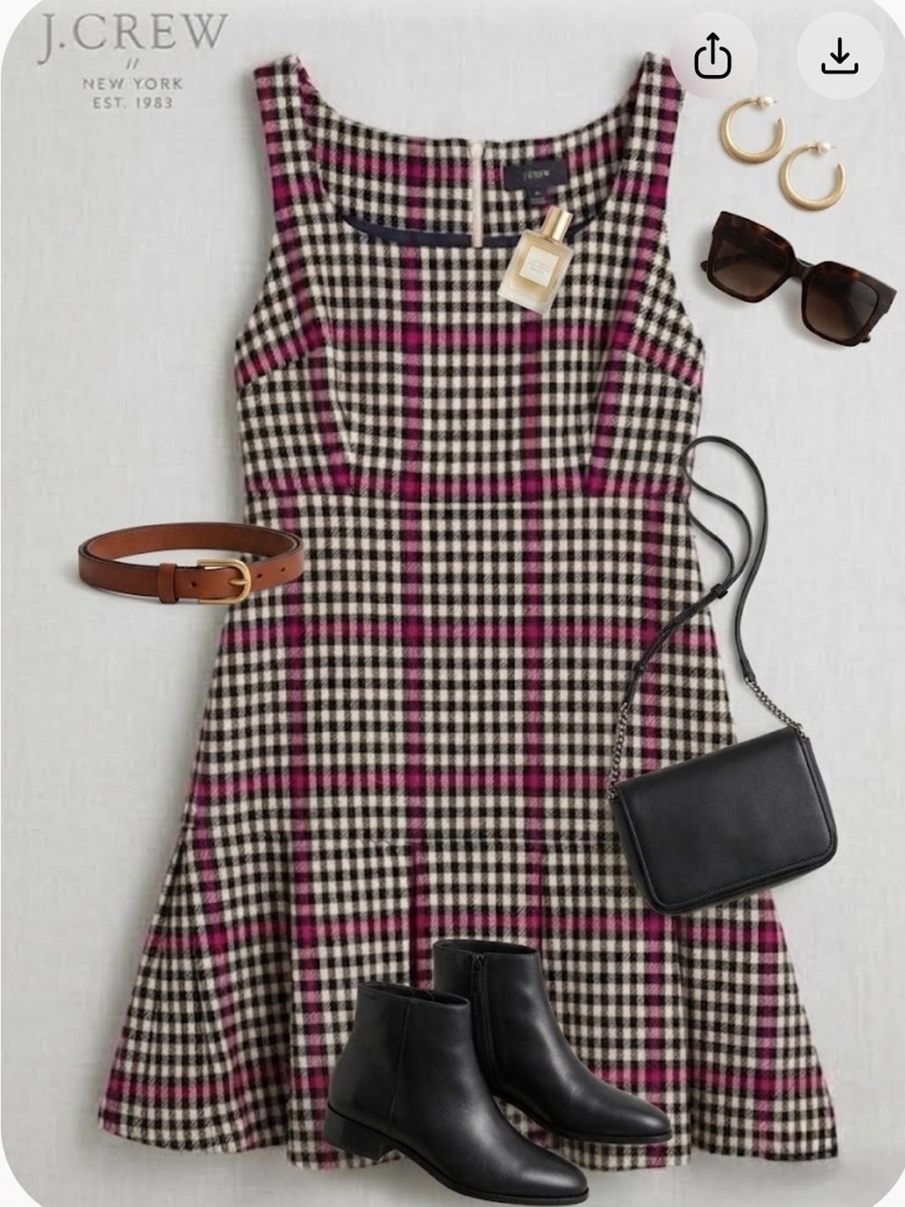 J. Crew Pink, Black & White Plaid Sleeveless Mini Dress - Picture 1 of 4